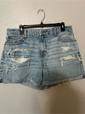 American Eagle Outfitters Light Blue Distressed Denim Shorts